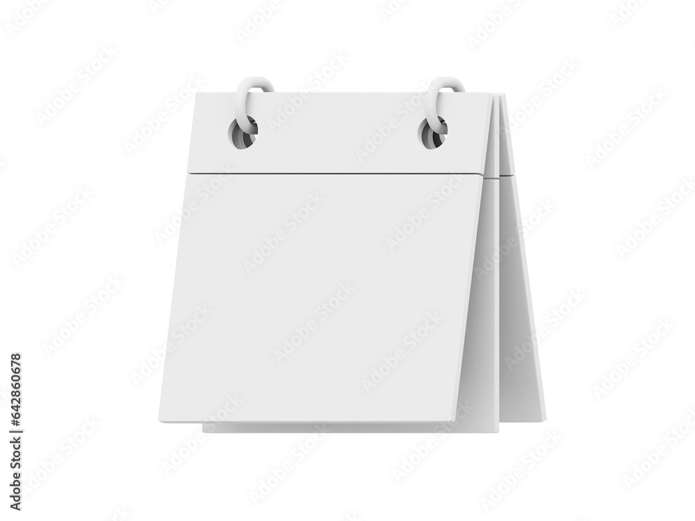 White flip calendar. 3D rendering. Icon on white background. White flip calendar. 3D rendering. Icon on white background.
