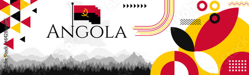 Schilderij op canvas The Angola Independence Day abstract banner design with flag and map