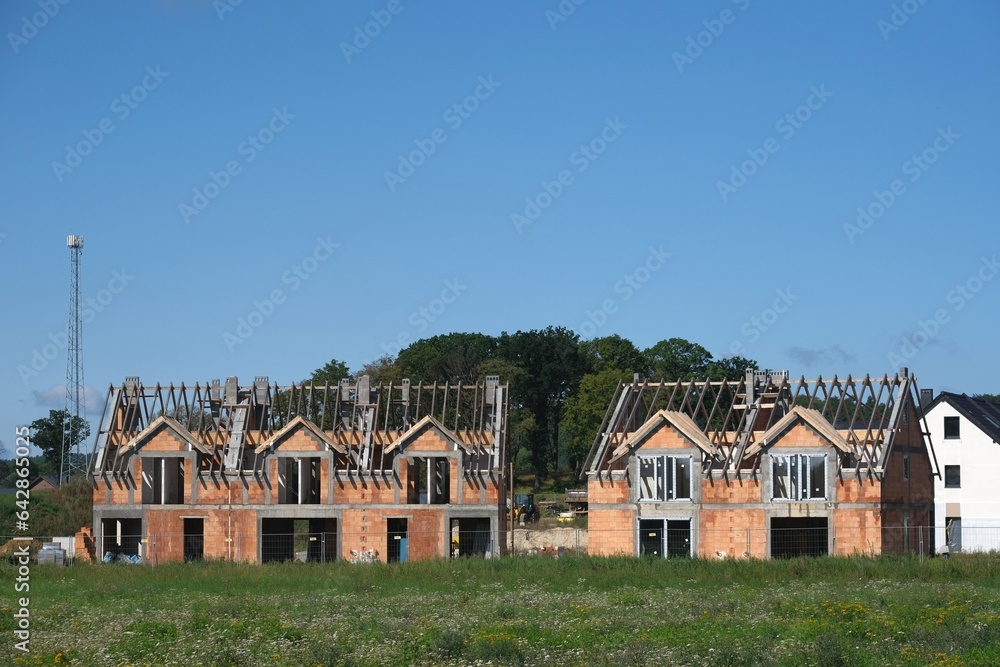 Building a house in a housing estate outside the city