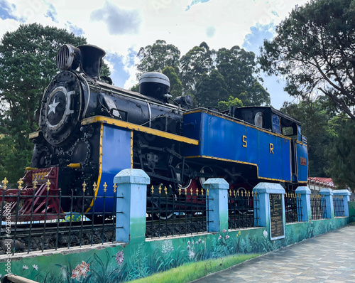 MYSORE, INDIA - 01 Sep 2023:Outdoor exposition of historical Indian trains at Mysore railway museum.