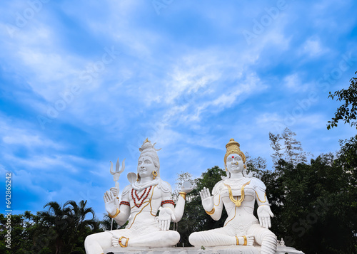 Shiva Parvathi statues on Kailasagiri hill in Andhra Pradesh state India