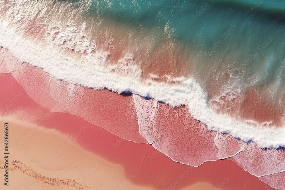 Fototapeta premium Aerial view of beautiful tropical beach with turquoise ocean waves