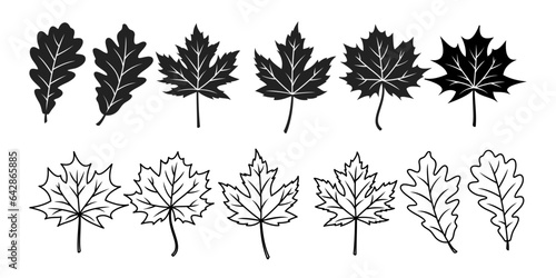 set of leaves silhouettes