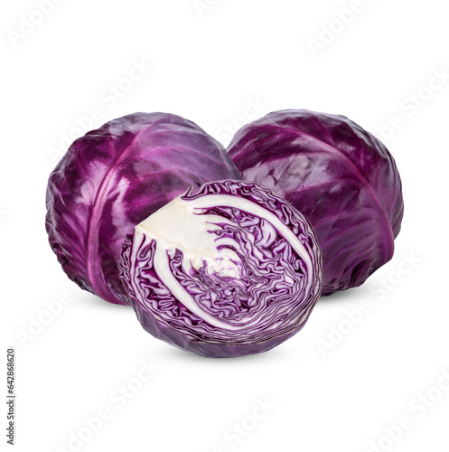 Fresh purple cabbage isolated on white background