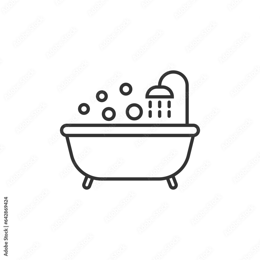 Bath icon in flat style. Bathroom vector illustration on isolated background. Bathtub sign business concept. Bath icon in flat style. Bathroom vector illustration on isolated background. Bathtub sign business concept.