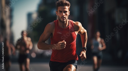 sportsperson running in the race, front view