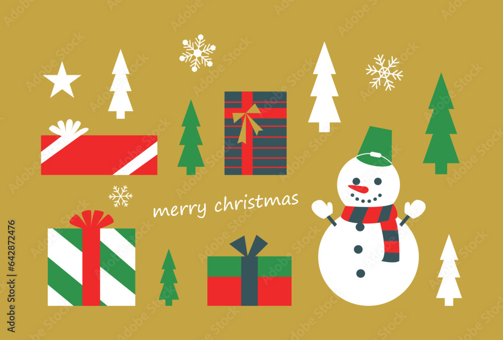 クリスマスカード 雪だるまとプレゼント クリスマスカード 雪だるまとプレゼント