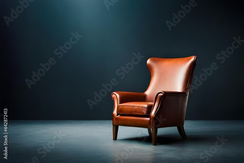 Artistic shot of a single armchair against a dark, dramatic background