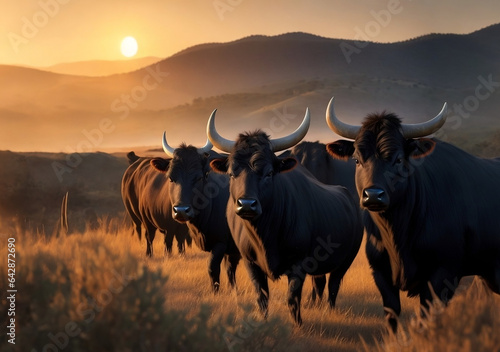 Wild Cattle Roam  Majestic Grazers in Pristine Wilderness