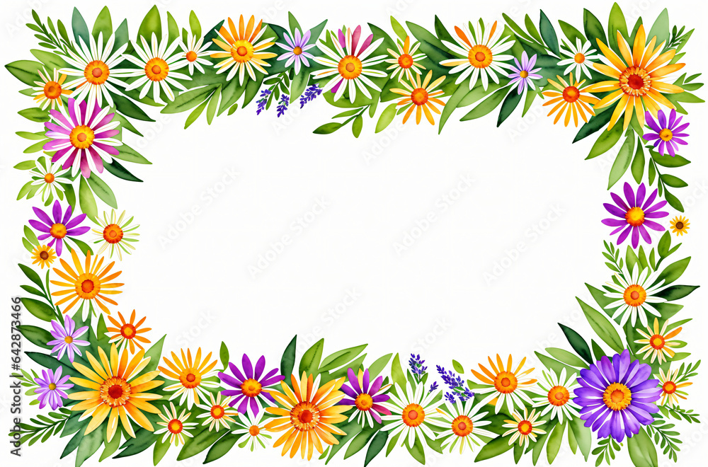 Floral Elegance: Charming Blue Frame with Blossoms Floral Elegance: Charming Blue Frame with Blossoms