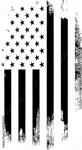 American Flag Silhouette, Back and white screen printing USA flag
