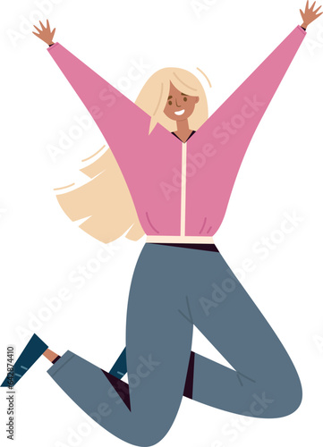 Excited jumping character, happy, flat, vector,simple