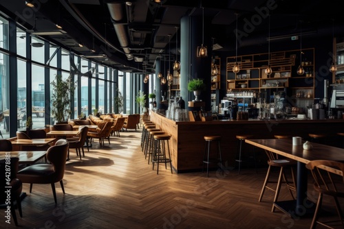 Modern interior coffee and restaurant cafe background.