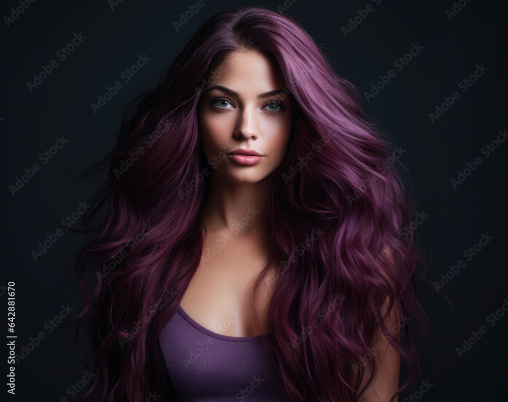 Portrait of a beautiful woman with long purple hair Portrait of a beautiful woman with long purple hair