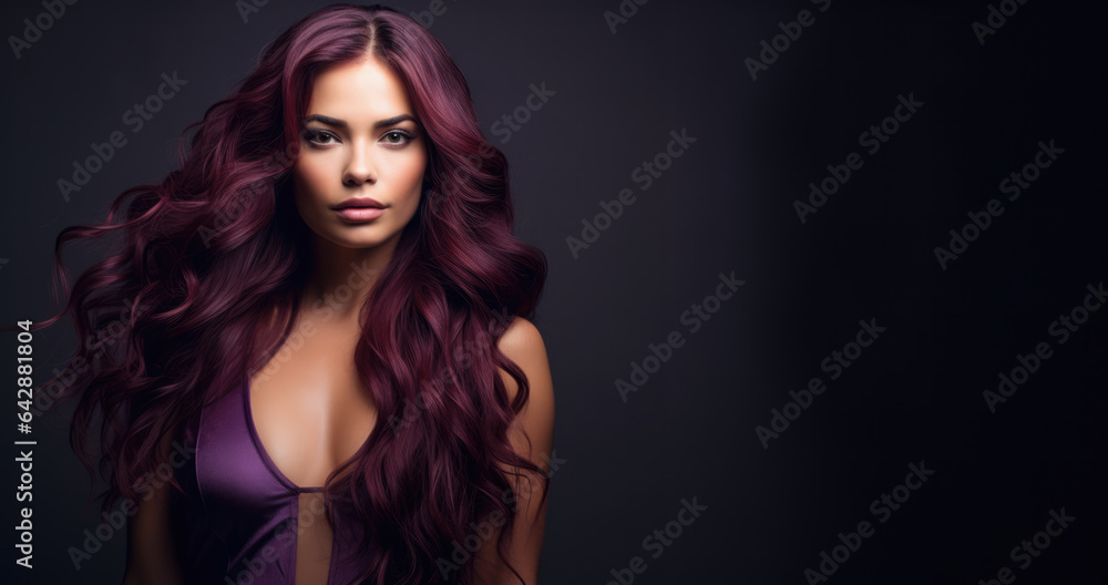 Portrait of a beautiful woman with long purple hair Portrait of a beautiful woman with long purple hair