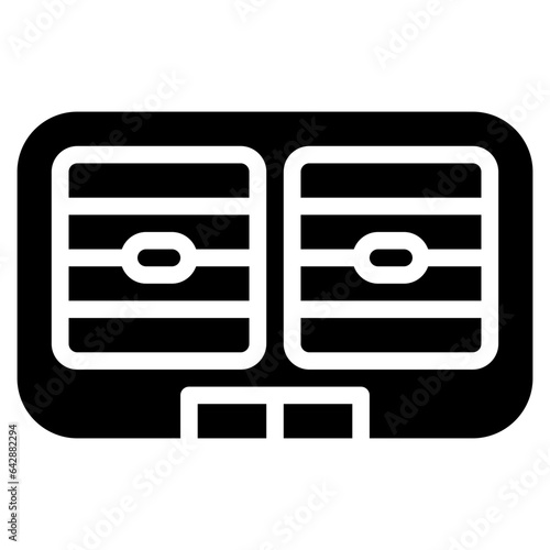 Air conditioner. Vector glyph icon of a car or automobile, symbolizing a machine for driving. It is presented in a glyph style, suitable for mobile concepts and web design