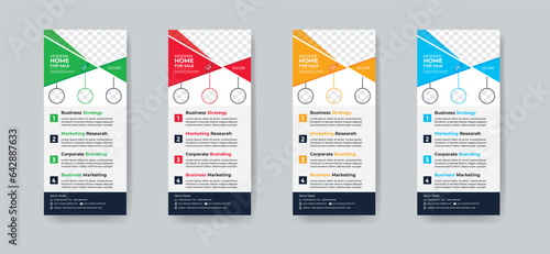 Real estate rack card template design, Corporate real estate agency rack card or dl flyer template design in vector layout photo