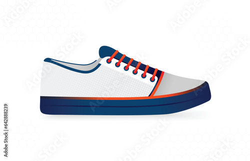 white sneaker design with thick soles and orange shoelaces for casual use, work, sports, school, running.