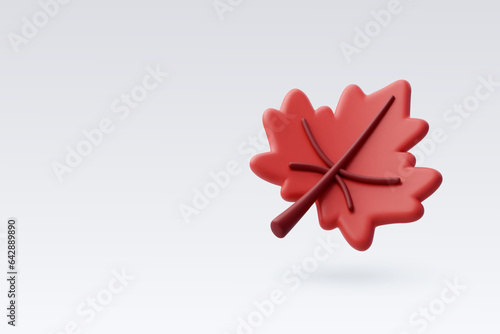 3d Vector Autumn leave, Orange maple leaf, Hello autumn concept.