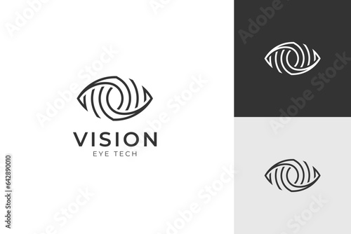 Eye vision logo icon design line art style. media technology logo template