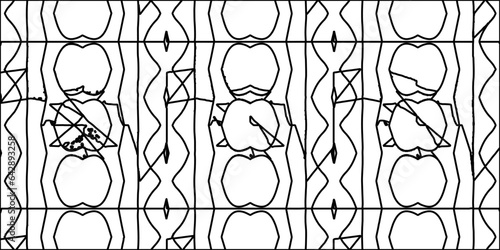 White background with striped shapes. Texture with figures from lines.Line shape design.Abstract background for web page, textures, card, poster, fabric, textile. Monochrome graphic repeating design. 