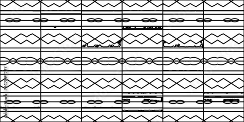White background with striped shapes. Texture with figures from lines.Line shape design.Abstract background for web page, textures, card, poster, fabric, textile. Monochrome graphic repeating design. 