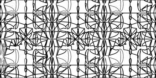 White background with striped shapes. Texture with figures from lines.Line shape design.Abstract background for web page, textures, card, poster, fabric, textile. Monochrome graphic repeating design. 