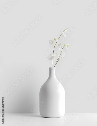 white vase with flowers
