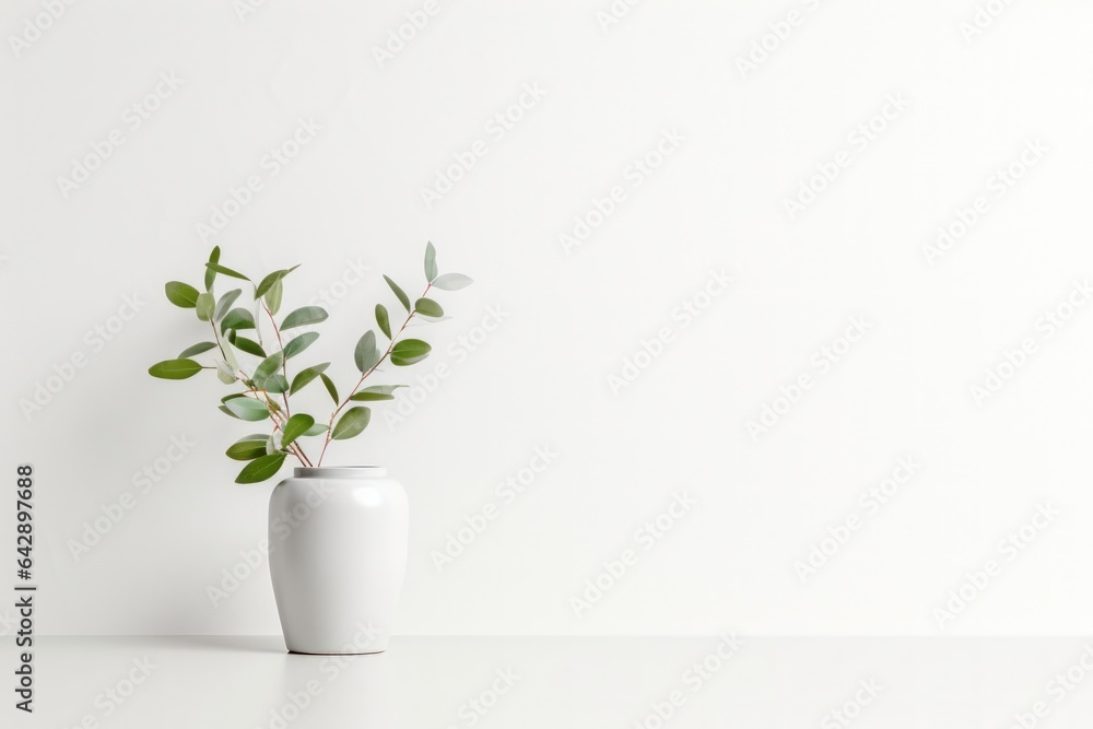 Minimal plant in white vest on white wall background. Minimal plant in white vest on white wall background.