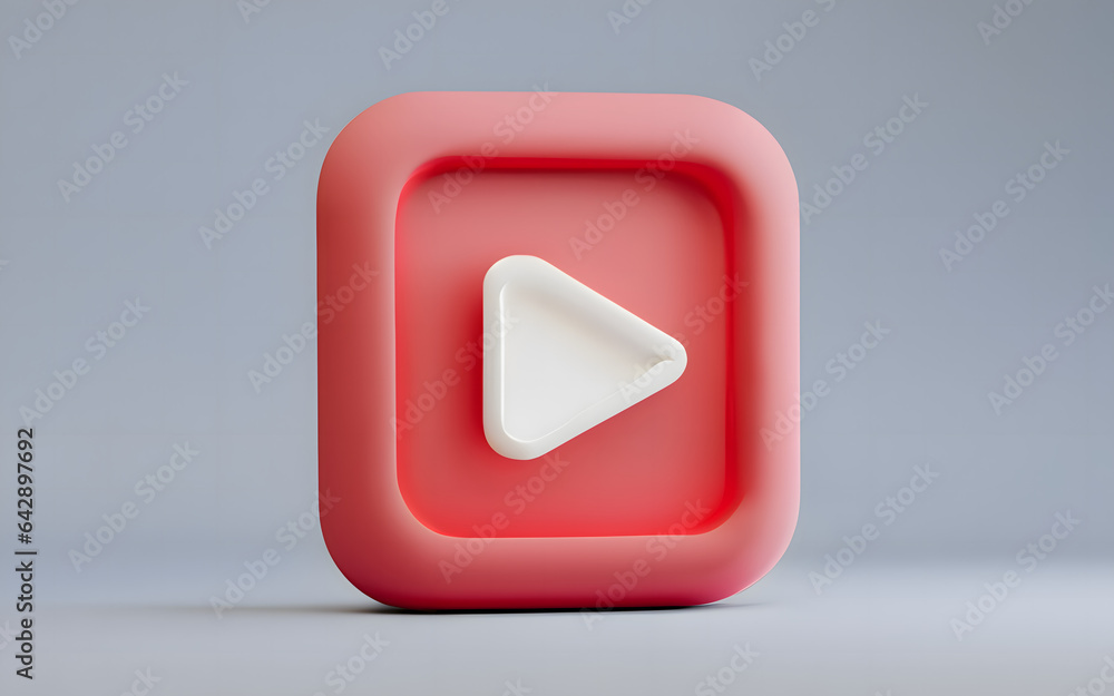 3d render social media frame video player icon on gray background 3d render social media frame video player icon on gray background