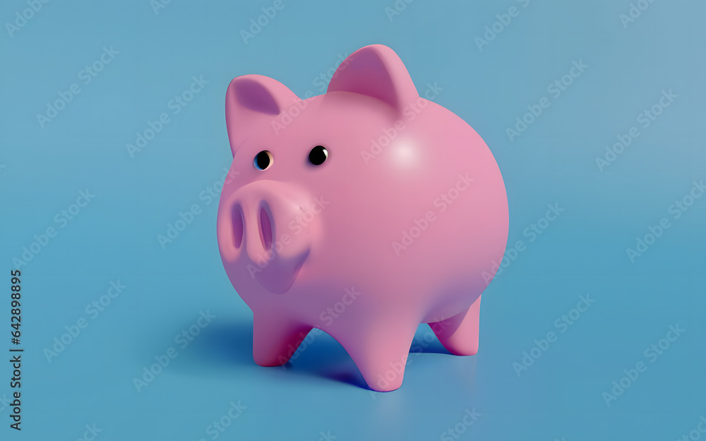 pink piggy bank isolated on blue background pink piggy bank isolated on blue background