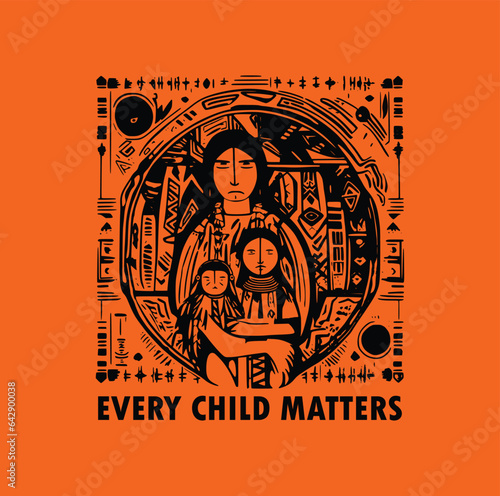 Every Child Matters. National Day of Truth and Reconciliation. Modern creative banner. Orange T-shirt Day.  photo