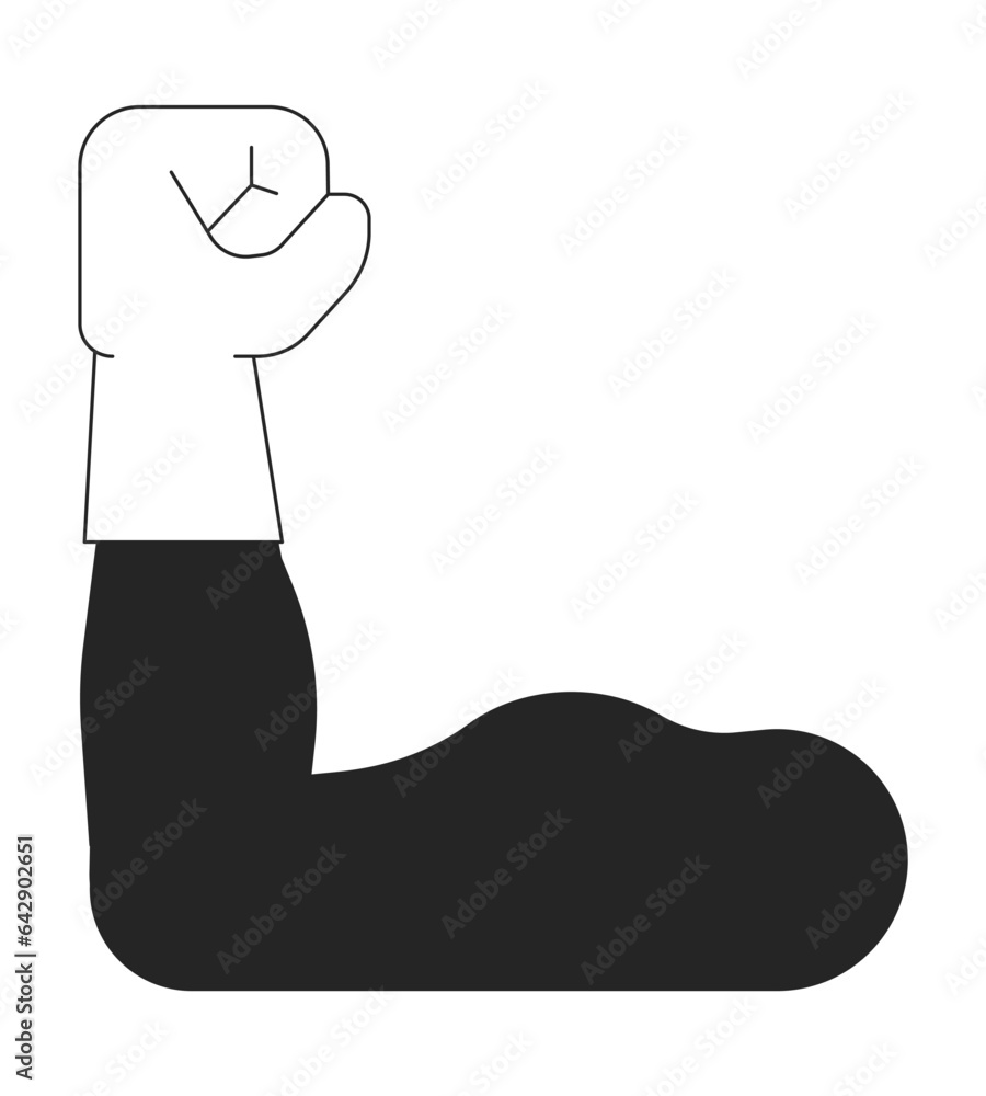 Showing muscles flat monochrome isolated vector object. Strong arm in glove. Biceps. Editable black and white line art drawing. Simple outline spot illustration for web graphic design Showing muscles flat monochrome isolated vector object. Strong arm in glove. Biceps. Editable black and white line art drawing. Simple outline spot illustration for web graphic design