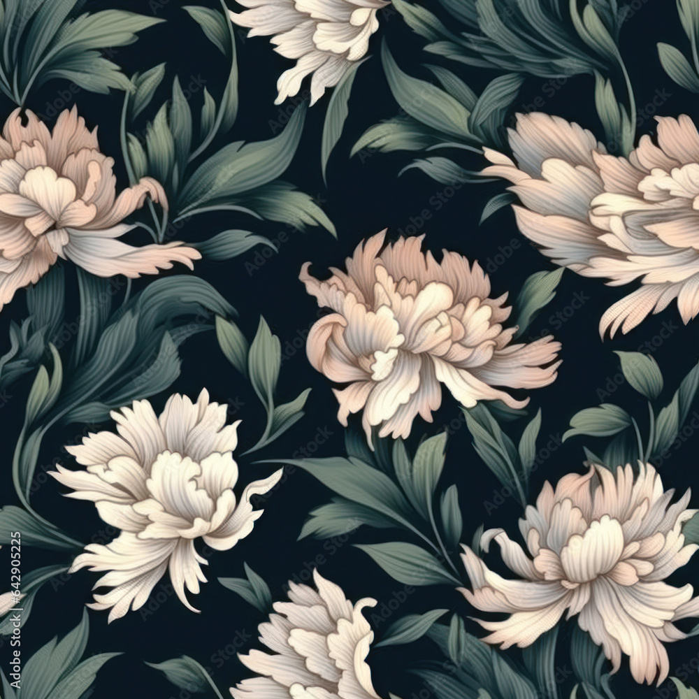 Seamless vintage floral pattern with beautiful flowers. Contemporary design for fabric textile, wedding stationary, wallpaper, DIY, packaging, cards
