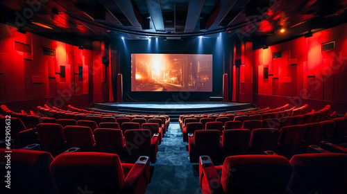 Employee theater room for movie screenings and drama rehearsals.