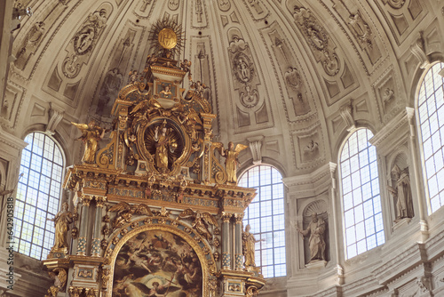 Interior decoration altar inside the St Michael Church Munich