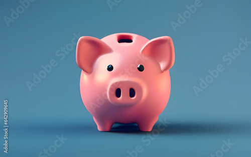 piggy bank on blue background. Saving investment banking concept.