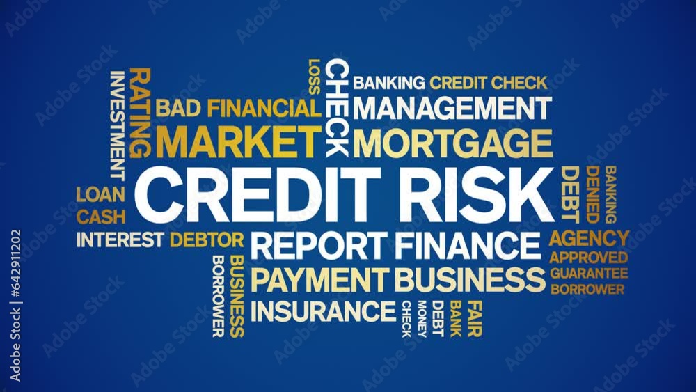Credit risk animated tag word cloud;text design animation kinetic