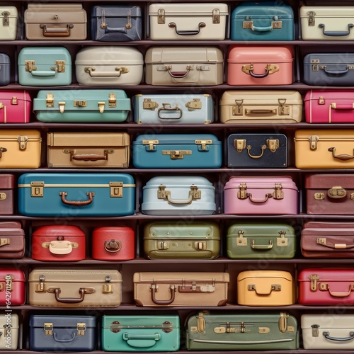 Suitcases Digital Paper, Seamless Travel Bag Pattern, Digital Art