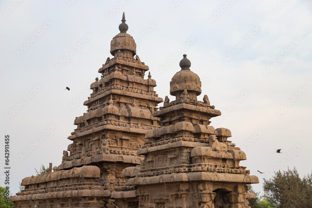 Famous Tamil Nadu landmark, UNESCO world heritage Shore temple, world heritage site in Mahabalipuram,South India, Tamil Nadu, Mahabalipuram
