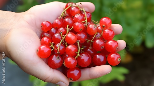 Freshly Picked Red Currant Berries in Hand © AWA Pic