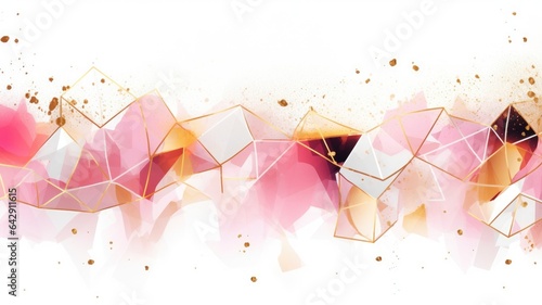 Abstract watercolor artwork mixed with buzzy geometric shapes for background of social media banner generative AI image