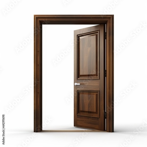 brown open door isolated on white