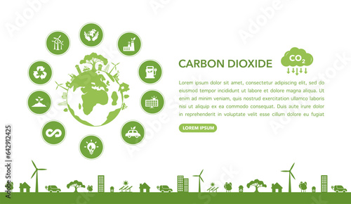 The carbon dioxide concept represents the problem of carbon dioxide and carbon dioxide emissions to the environment, global warming, sustainable development. and green business from renewable energy