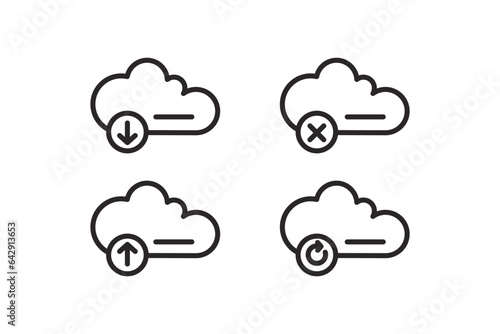 cloud computing icon set design in line vector concept