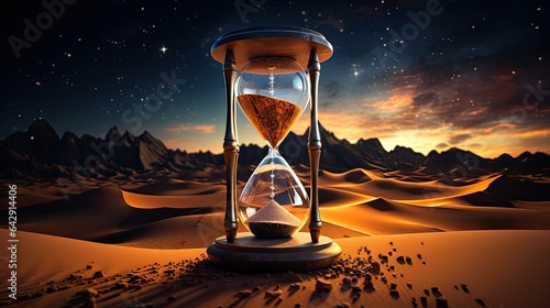 hourglass in desert