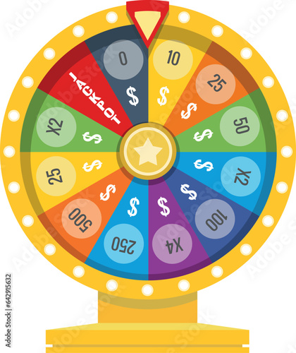 Spinning wheel. Fortune symbol. Realistic lucky roulette