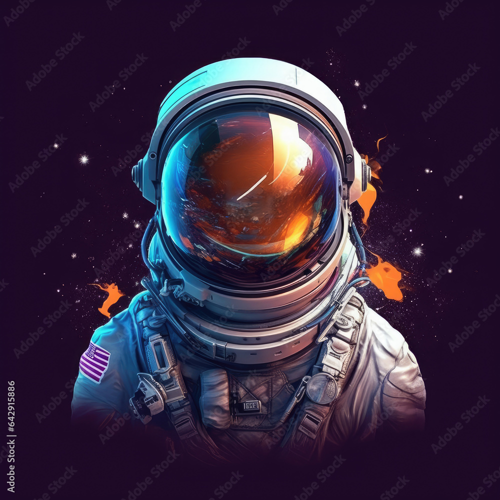 Fototapeta premium Astronaut in space suit. Science fiction. created by generative AI technology.