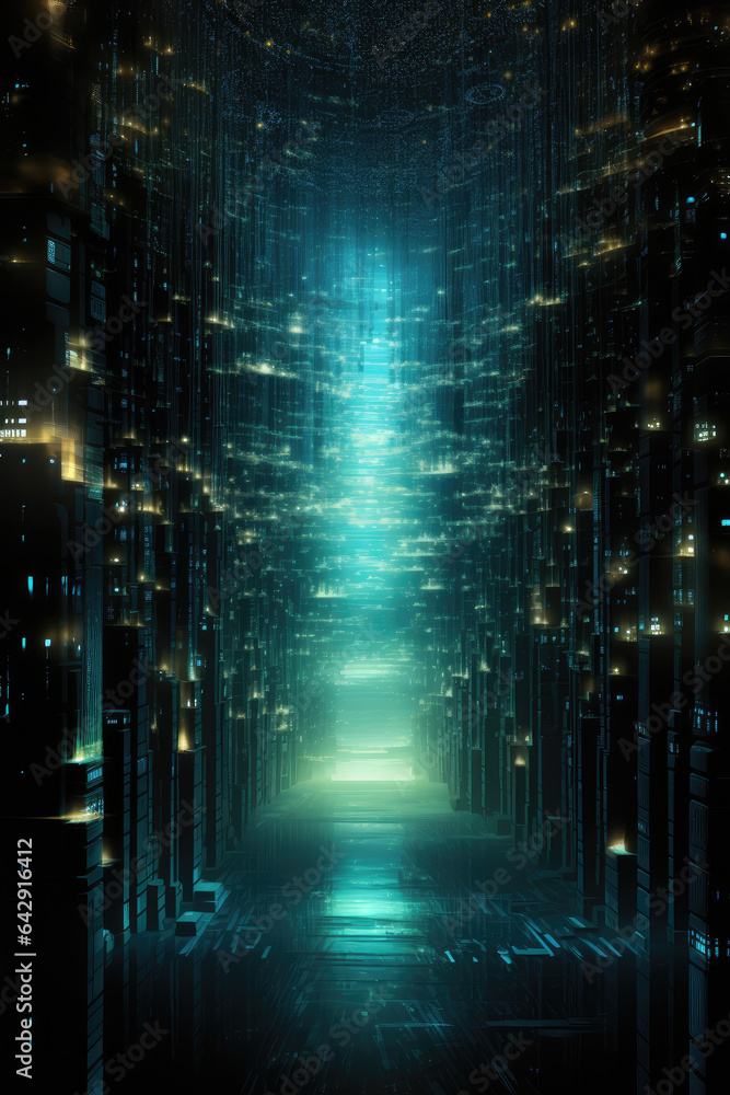 Futuristic corridor with glowing lights, 3d render abstract background created by generative AI technology. Futuristic corridor with glowing lights, 3d render abstract background created by generative AI technology.