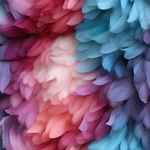 Colorful feathers, seamless repeat pattern